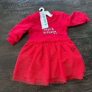 NWT Carter's Bright Red Kids Dress with Heart Design